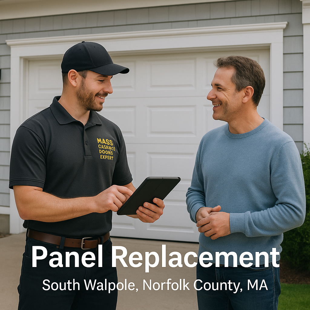 Garage door panel replacement service in South Walpole, MA