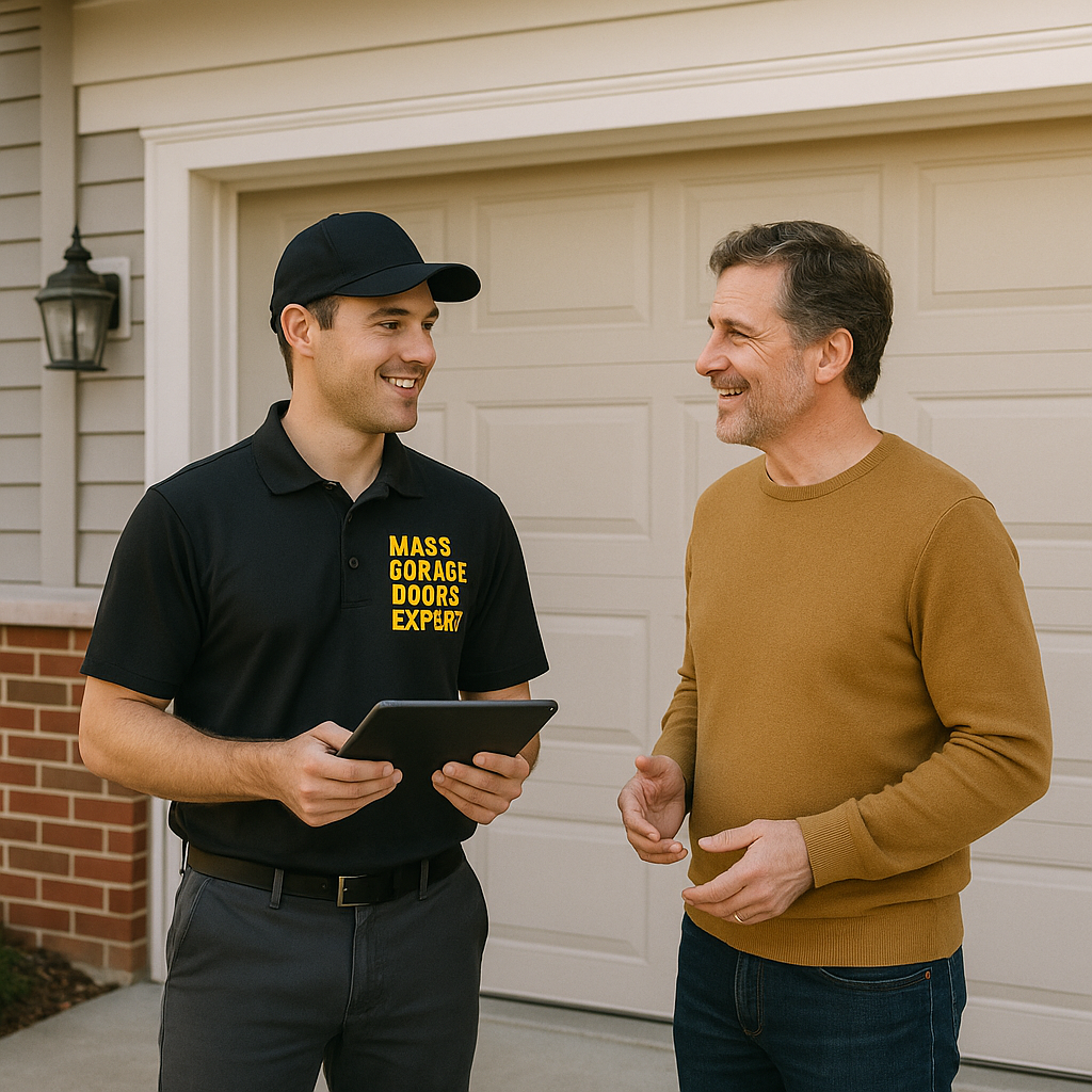 Broken garage door spring replacement service in Hopkinton MA by Mass Garage Doors Expert