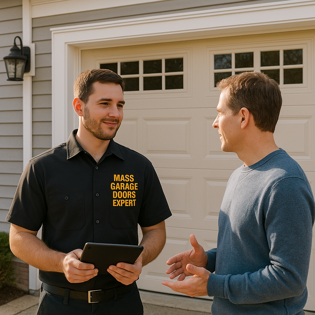 Broken garage door spring replacement service in Newbury MA by Mass Garage Doors Expert