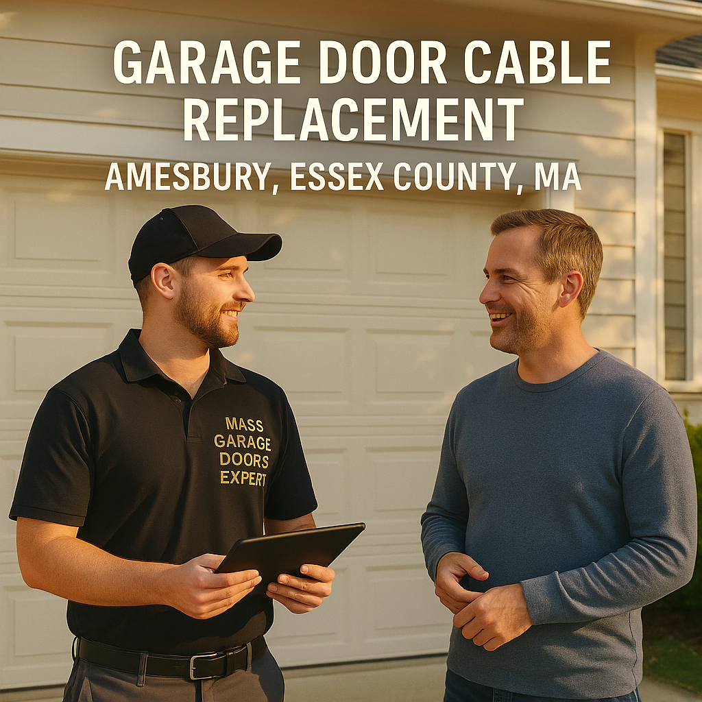 Garage door cable replacement service in Amesbury MA by Mass Garage Doors Expert